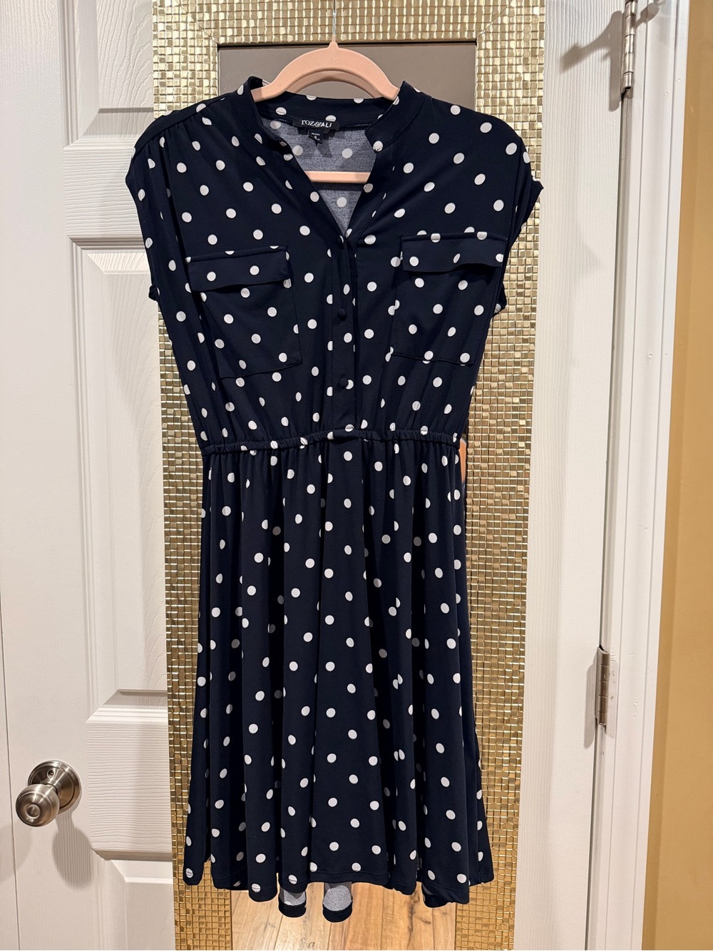 Roz & Ali Black and White Polka Dot Top